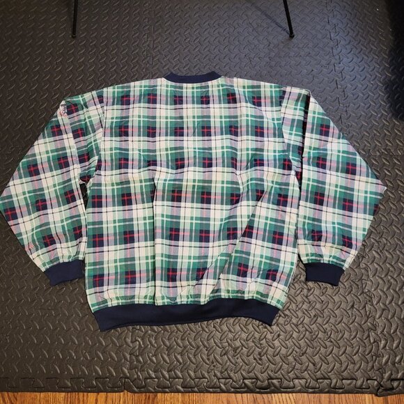 Vintage Men's Nylon Windbreaker by Izod, Plaid, Pullover V Neck, Lined, NOS, L - Picture 8 of 16